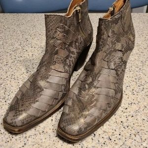 Free People Emmett Boots Booties Snake Leather Size 41 10.5 Gray (more taupe)